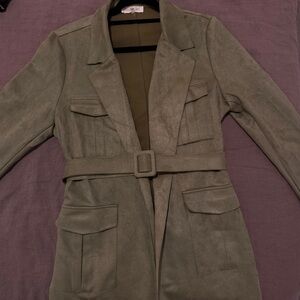Women's Faux Suede Belted Jacket